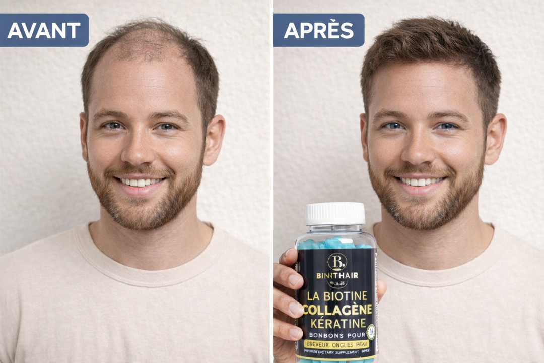 🌿 BINTHAIR – Biotine, Collagène & Kératine
Bonbons pour Cheveux, Ongles & Peau