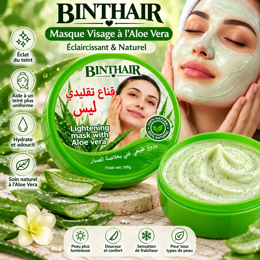 🌿 BINTHAIR – Masque Visage Éclaircissant à l’Aloe Vera