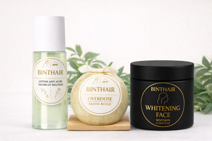 KIT VISAGE éclaircissant/TRAITANT – ANTI-BOUTONS, ANTI-ACNÉ & ÉCLAT INTENSE